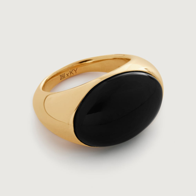 Shop Monica Vinader Gold Kate Young Gemstone Ring Black Onyx