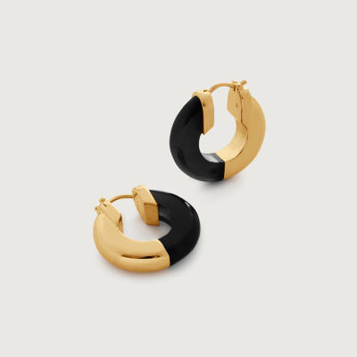 Shop Monica Vinader Gold Kate Young Gemstone Small Hoop Earrings Black Onyx