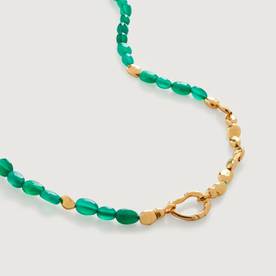 Shop Monica Vinader Gold Rio Beaded Gemstone Necklace 46cm /18' Green Onyx