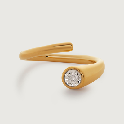 Shop Monica Vinader Gold Diamond Essential Wrap Ring Diamond