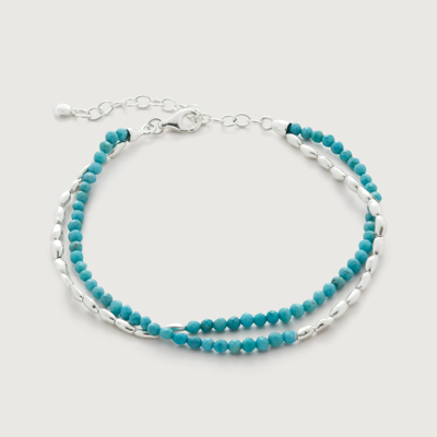 Shop Monica Vinader Sterling Silver Mini Nugget Gemstone Beaded Bracelet Turquoise