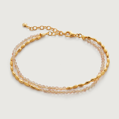 Shop Monica Vinader Gold Mini Nugget Gemstone Beaded Bracelet Golden Sandstone