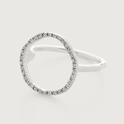 Shop Monica Vinader Sterling Silver Riva Circle Diamond Ring Diamond
