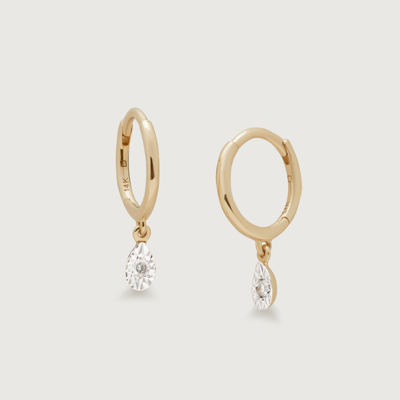 Shop Monica Vinader Gold Diamond Teardrop Mini Huggie Earrings Diamond