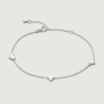 Shop Monica Vinader Sterling Silver Heart Station Chain Bracelet