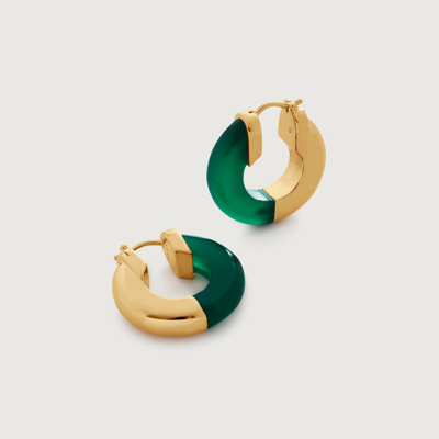 Shop Monica Vinader Gold Kate Young Gemstone Small Hoop Earrings Green Onyx