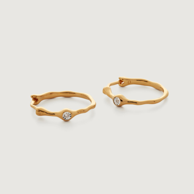 Shop Monica Vinader Gold Siren Diamond Small Hoop Earrings Diamond
