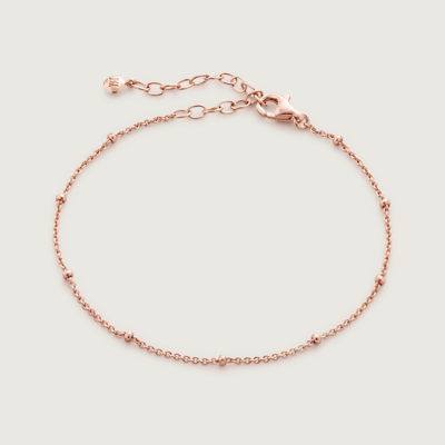 Shop Monica Vinader Rose Gold Fine Beaded Chain Bracelet