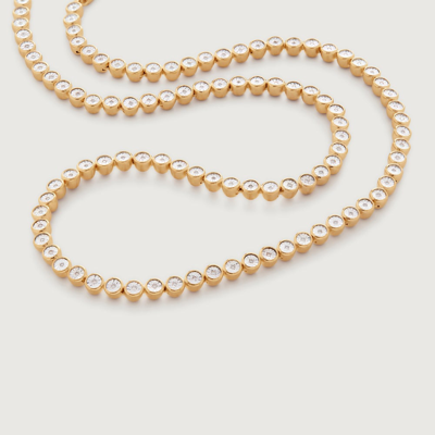Shop Monica Vinader Gold Diamond Essential Tennis Necklace Adjustable 41-46cm/16-18' Diamond