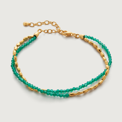 Shop Monica Vinader Gold Mini Nugget Gemstone Beaded Bracelet Green Onyx
