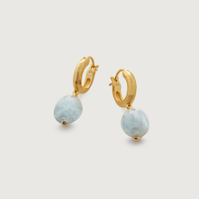 Shop Monica Vinader Gold Rio Gemstone Huggie Earrings Aquamarine