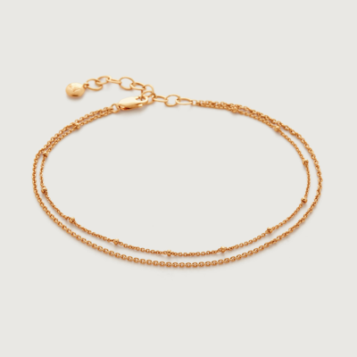 Shop Monica Vinader Gold Beaded Double Chain Anklet