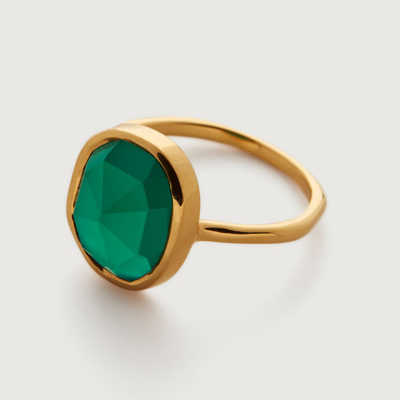 Shop Monica Vinader Gold Siren Medium Stacking Ring Green Onyx