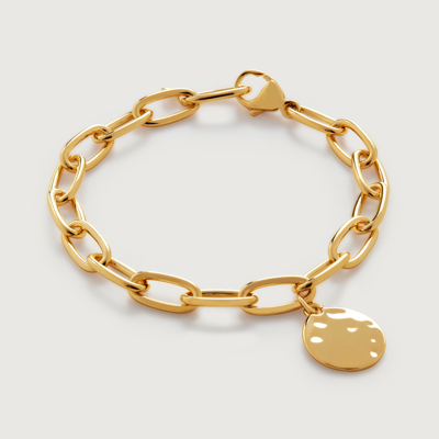 Shop Monica Vinader Gold Id Oval Charm Adjustable Bracelet