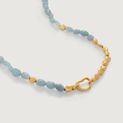 Shop Monica Vinader Gold Rio Beaded Gemstone Necklace 46cm /18' Aquamarine