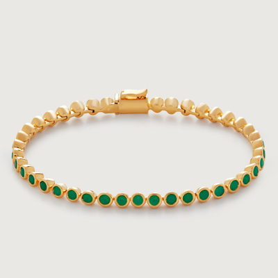 Shop Monica Vinader Gold Gemstone Essential Tennis Bracelet Green Onyx