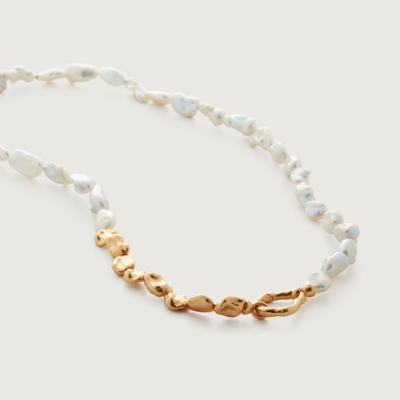 Shop Monica Vinader Gold Keshi Pearl Necklace 46cm/18' Pearl