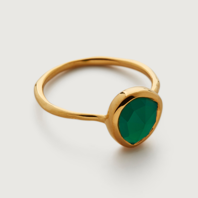 Shop Monica Vinader Gold Siren Stacking Ring Green Onyx