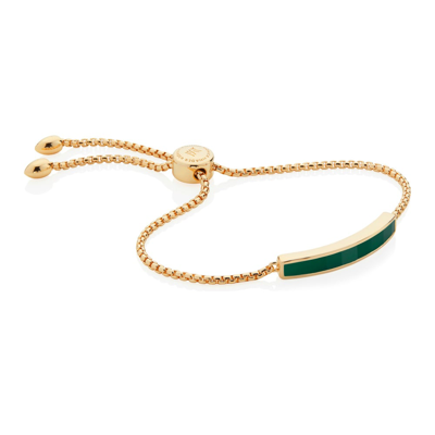 Shop Monica Vinader Gold Baja Skinny Friendship Chain Bracelet Green Onyx