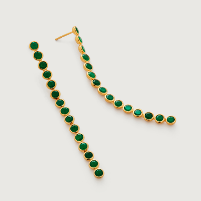 Shop Monica Vinader Gold Kate Young Gemstone Cocktail Earrings Green Onyx