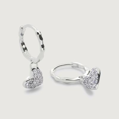 Shop Monica Vinader Sterling Silver Lab Grown Diamond Heart Drop Huggie Earrings Lab Grown Diamond