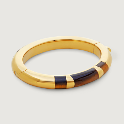 Shop Monica Vinader Gold Kate Young Gemstone Striped Bangle Tigers Eye