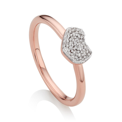 Shop Monica Vinader Rose Gold Nura Mini Heart Ring Diamond