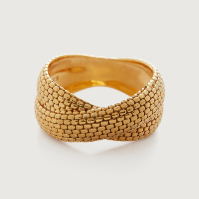 Shop Monica Vinader Gold Heirloom Woven Cross Ring