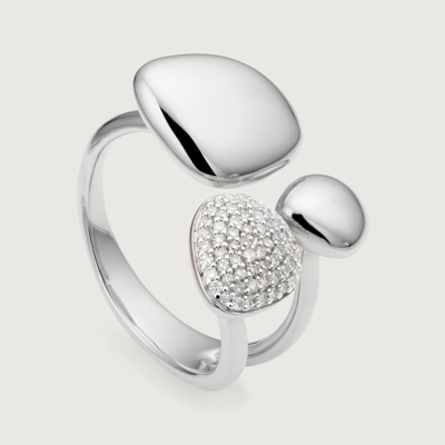 Shop Monica Vinader Sterling Silver Nura Pebble Cluster Diamond Ring Diamond