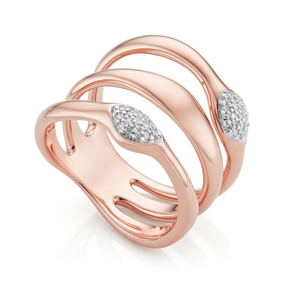 Shop Monica Vinader Rose Gold Nura Teardrop Multi Band Diamond Ring Diamond