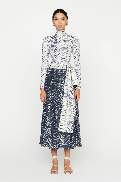 Shop Marie Oliver Estine Wrap Skirt In Indigo Zebra