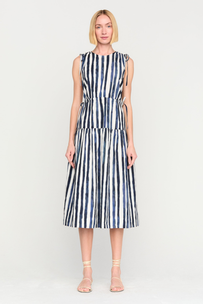 Marie Oliver Elenora Sleeveless Striped Cotton Midi Dress In Blazer