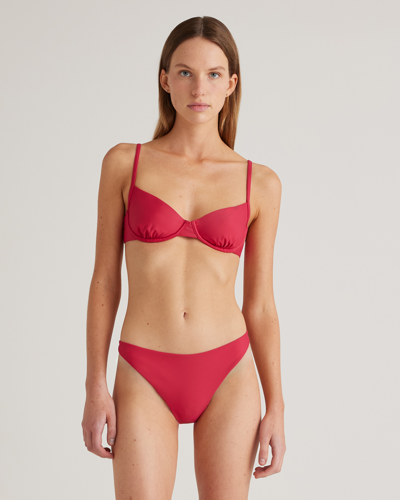 Shop Quince Women's Italian Demi Bikini Top In Berry