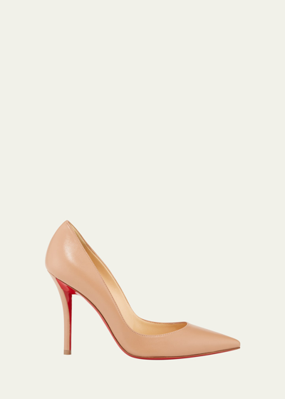 Shop Christian Louboutin Apostrophy Leather Pointed Red-sole Pumps