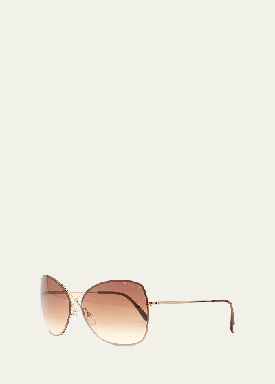 Shop Tom Ford Colette Metal-frame Butterfly Sunglasses