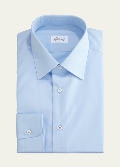 Shop Brioni Wardrobe Essential Solid Dress Shirt, Blue