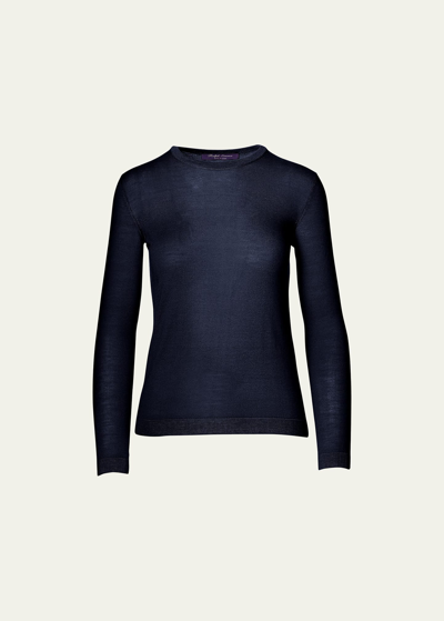 Shop Ralph Lauren Crewneck Long-sleeve Cashmere Jersey Sweater