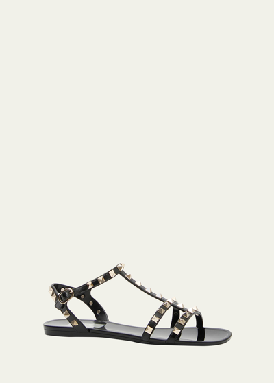 Shop Valentino Rockstud Jelly Flat Gladiator Sandals