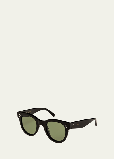 Shop Celine Studded Acetate Sunglasses W/ Mineral Lenses, Black
