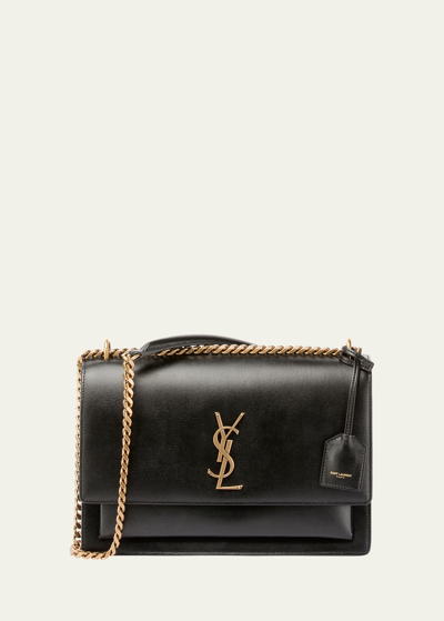 Shop Saint Laurent Sunset Medium Ysl Crossbody Bag In Smooth Leather