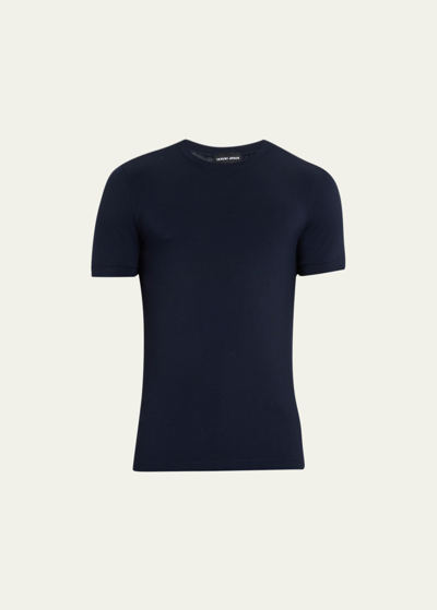 Shop Giorgio Armani Men's Solid Jersey Crewneck T-shirt