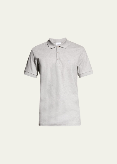 Shop Burberry Men's Eddie Pique Polo Shirt, Gray