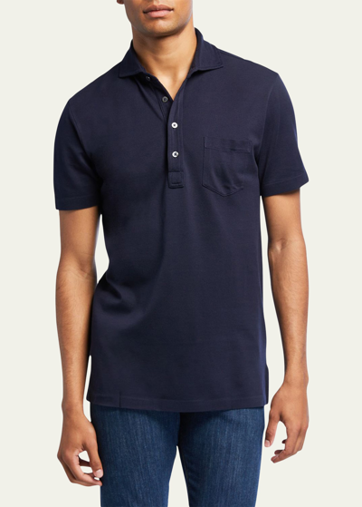 Shop Ralph Lauren Purple Label Men's Jersey Pocket Polo Shirt, Navy