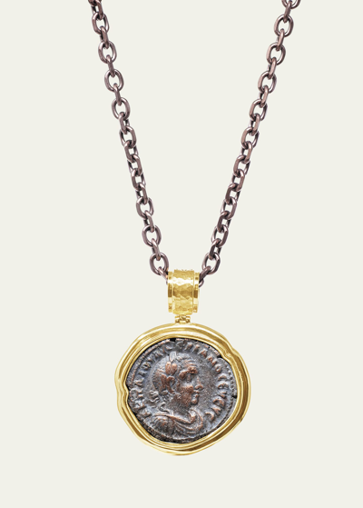 Shop Jorge Adeler Authentic Emperor Valerian %26 Roman Eagle Reversible Coin Pendant In 18k Gold From