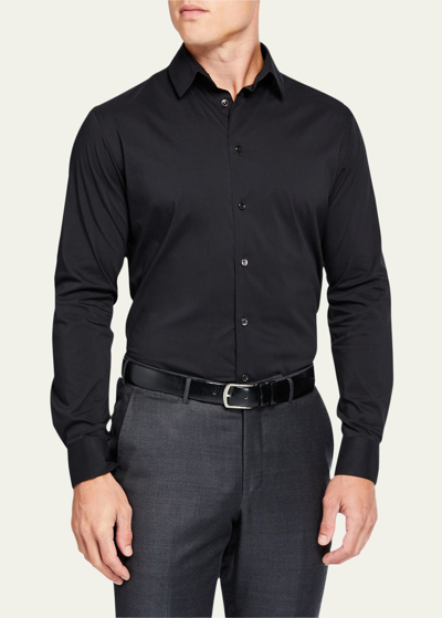 Shop Giorgio Armani Men's Solid Long-sleeve Sport Shirt