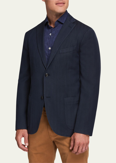 Shop Boglioli Men's Herringbone Two-button Jacket