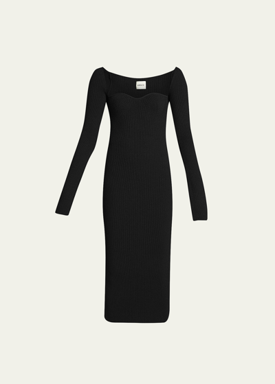 Shop Khaite Beth Long-sleeve Bustier Dress