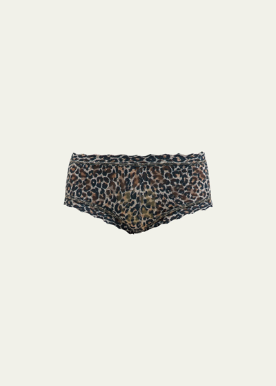 Shop Hanky Panky Leopard-print Lace Boyshorts
