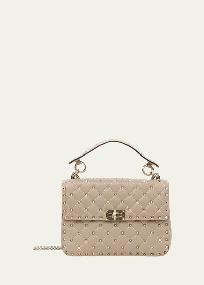 Shop Valentino Rockstud Spike Medium Quilted Top-handle Bag