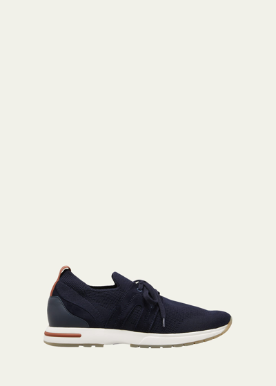 Shop Loro Piana Knit Lace-up Runner Sneakers